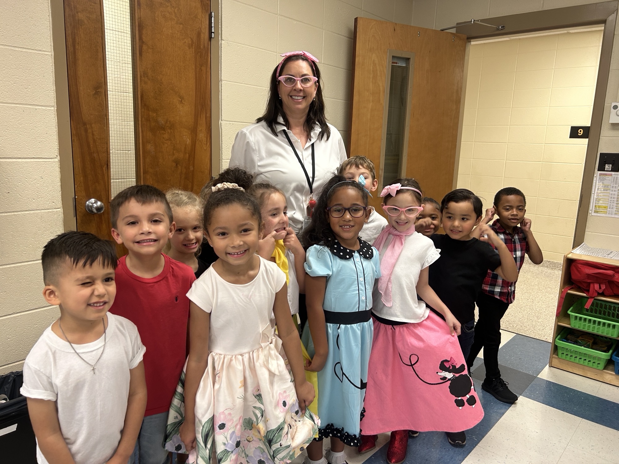 Kindergarten Class celebrating 50's Day!